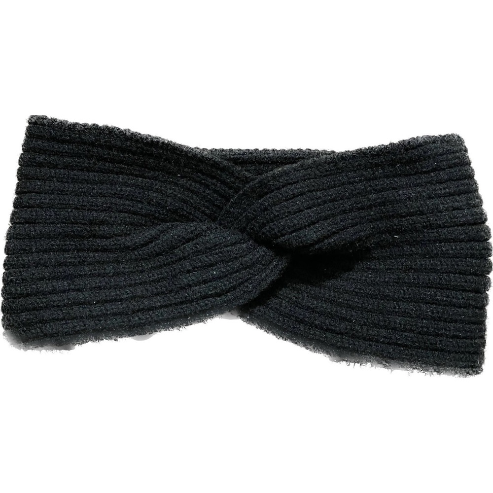 West Loop Rib Knitted Black Warm Headband With Twist Winter Turban Ear Warmers